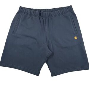 Carhartt Chase Sweat Shorts Men's Blue Size XL Pockets Logo 36x8.5